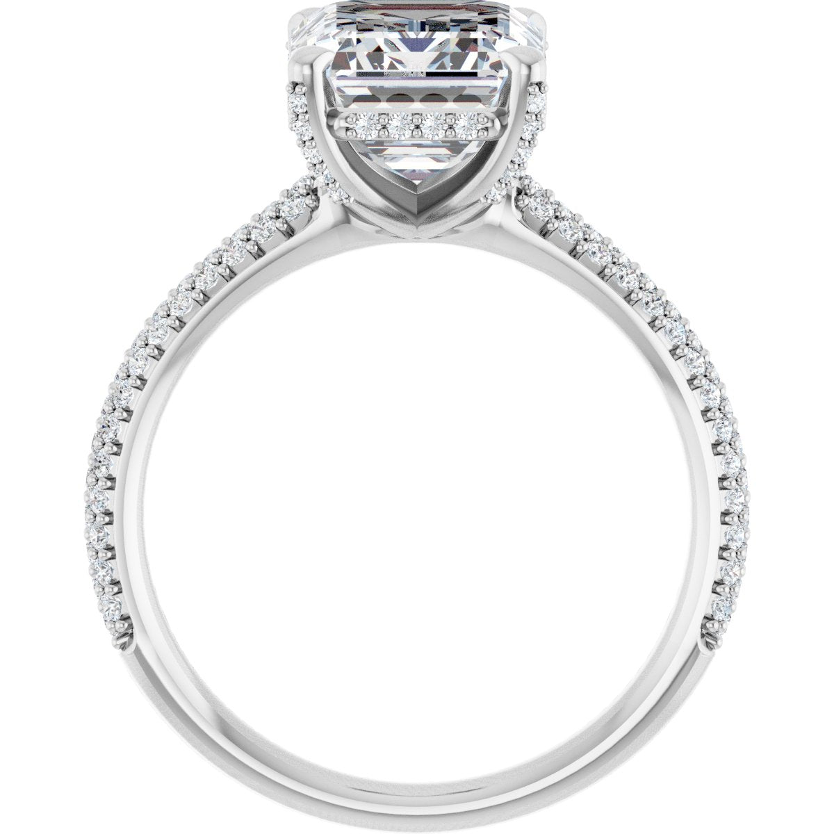 14K White 10x8 mm Emerald Engagement Ring Mounting