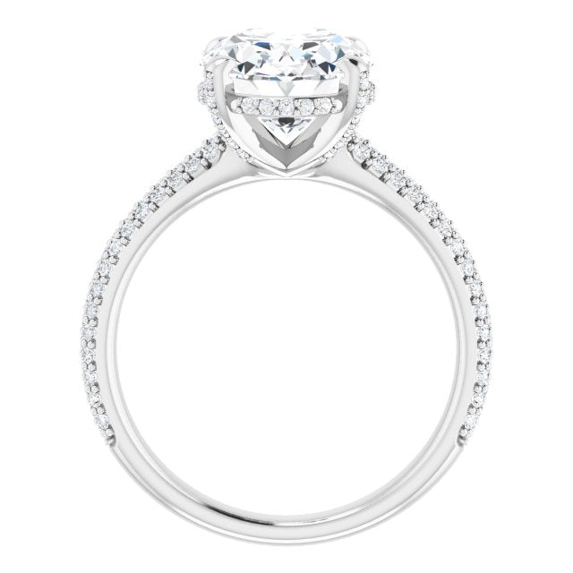 14K White 11x9 mm Oval Engagement Ring Mounting