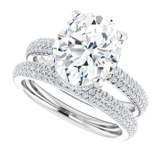 14K White 11x9 mm Oval Engagement Ring Mounting