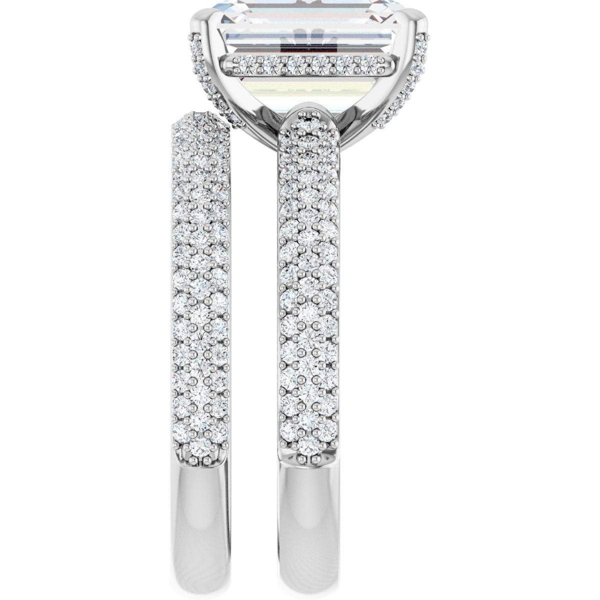 14K White 10x8 mm Emerald Engagement Ring Mounting