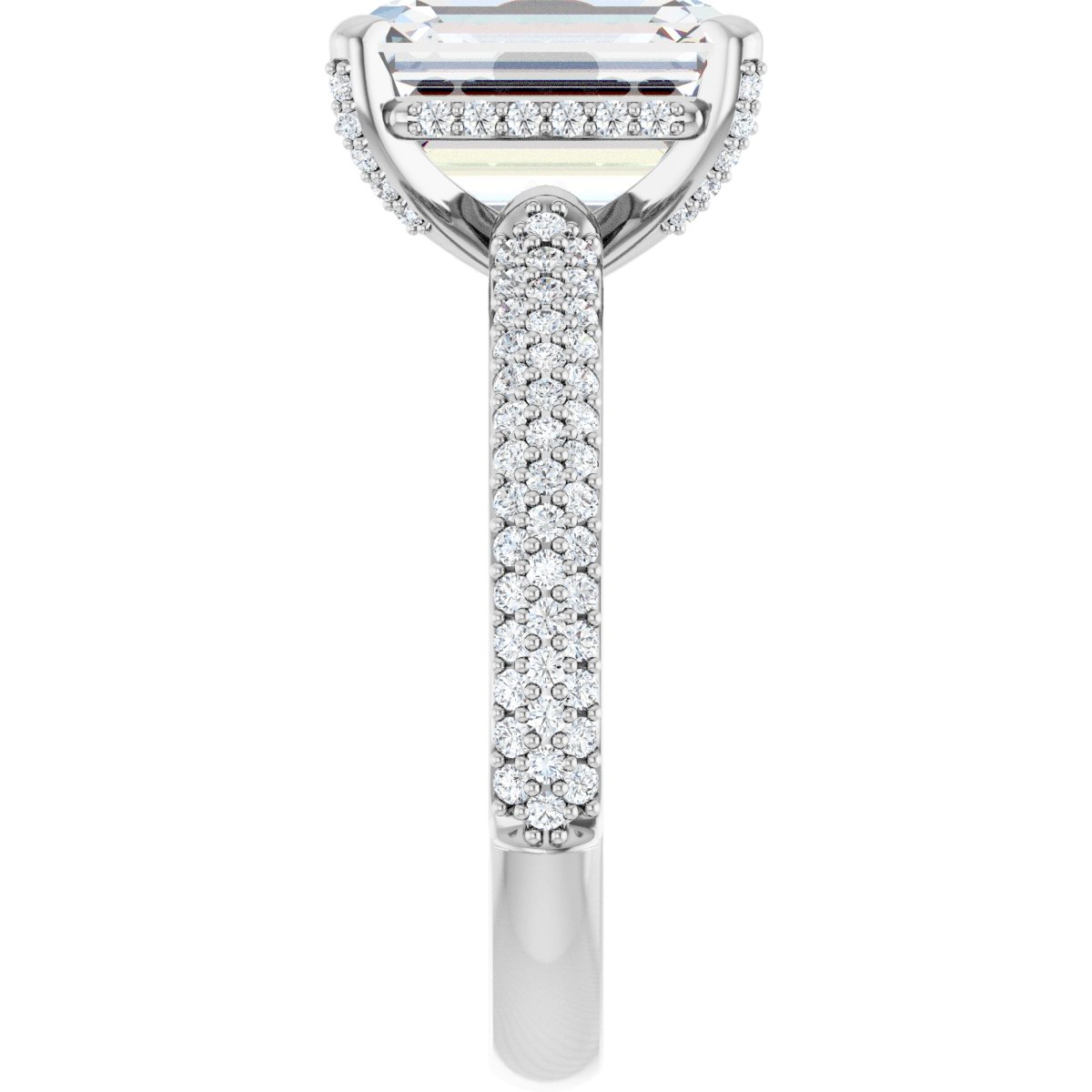 14K White 10x8 mm Emerald Engagement Ring Mounting