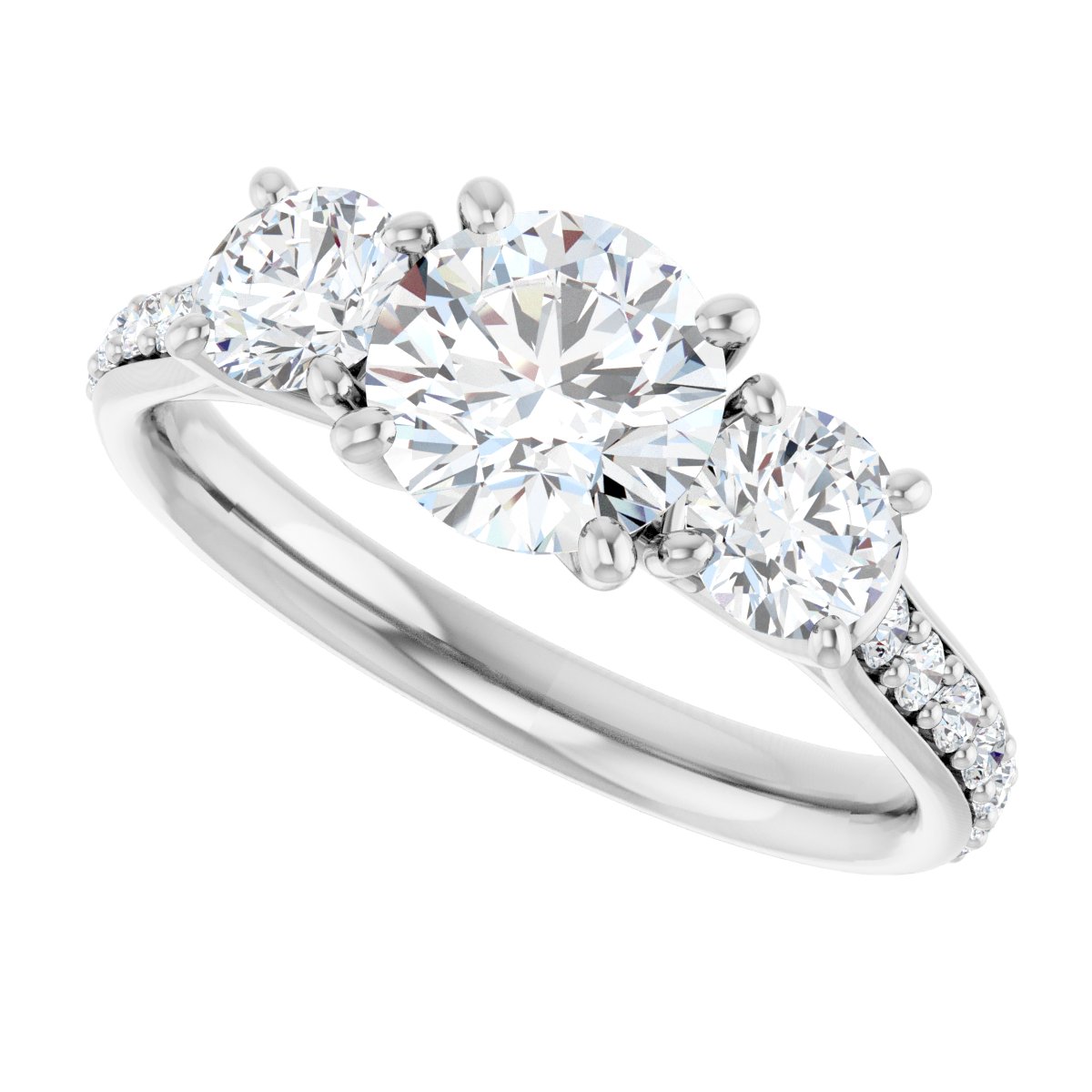 Auralie 14K White 6.5mm Round Semi-Set Ring