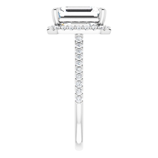 Auralise 14K White 10x8mm Emerald Ring