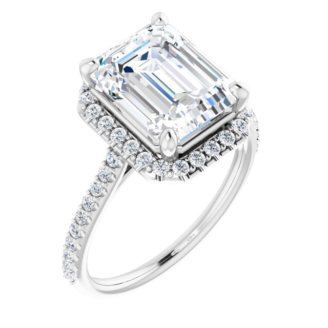 Auralise 14K White 10x8mm Emerald Ring