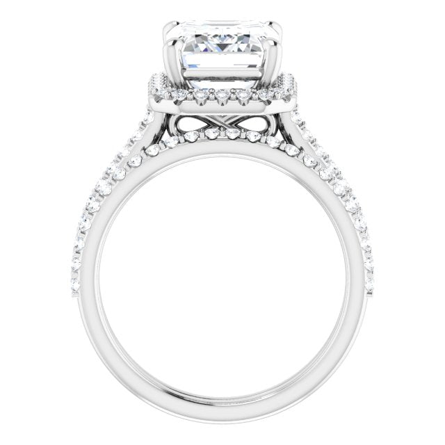 Auralise 14K White 10x8mm Emerald Ring