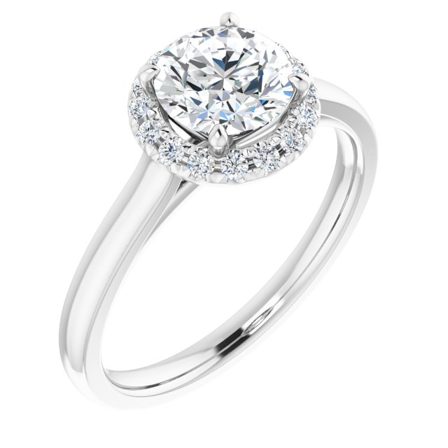 Elodie 14K White Round Semi-Set Ring