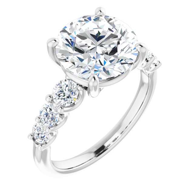 Miraine 18K White 10mm Round Engagement Ring