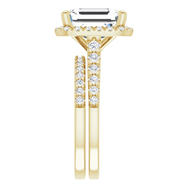 Elaraine 14K Yellow 10x8mm Emerald French-Set Ring