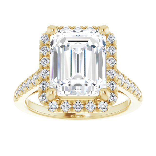 Elaraine 14K Yellow 10x8mm Emerald French-Set Ring