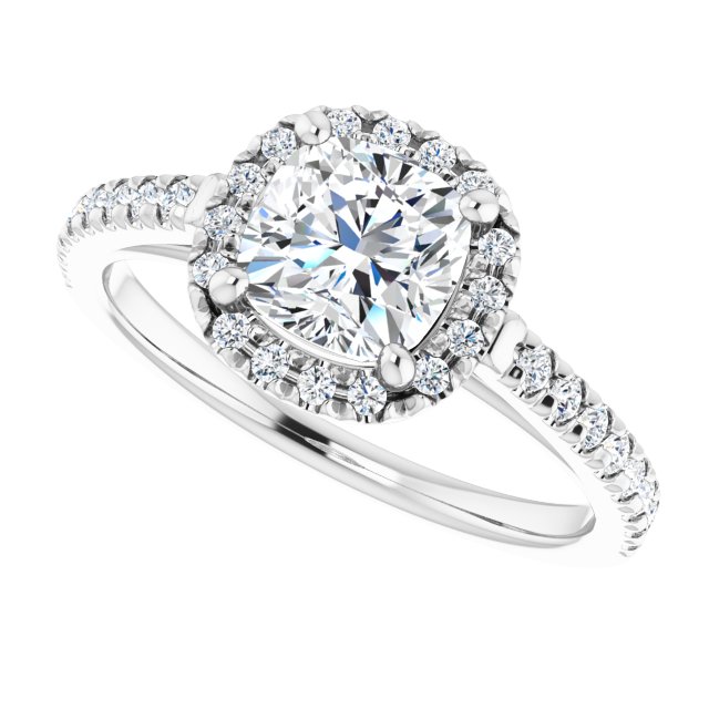 Adeline 14K White Gold Semi-Set French-Set Ring