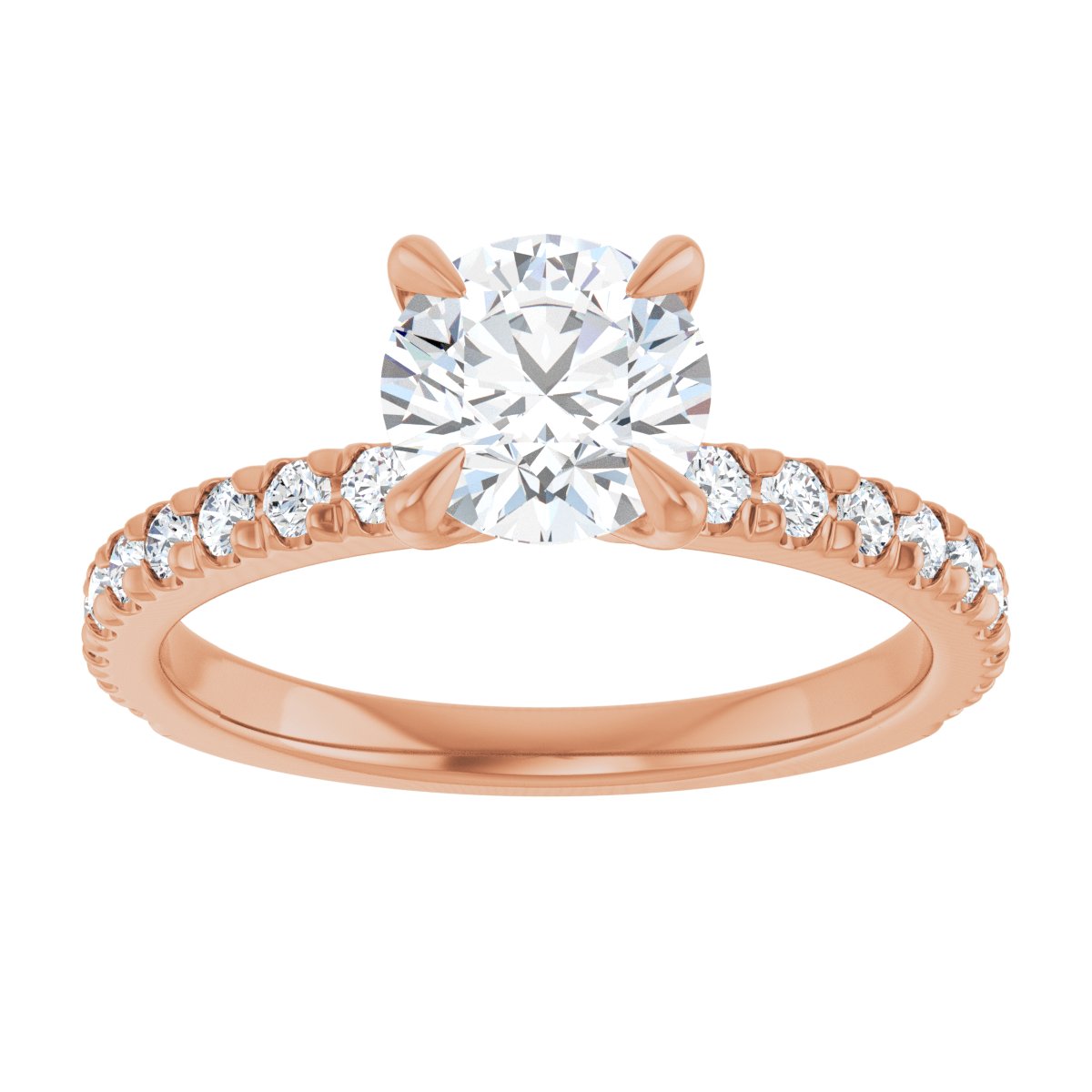 14K Rose 6.5 mm Round French-Set Engagement Ring Mounting