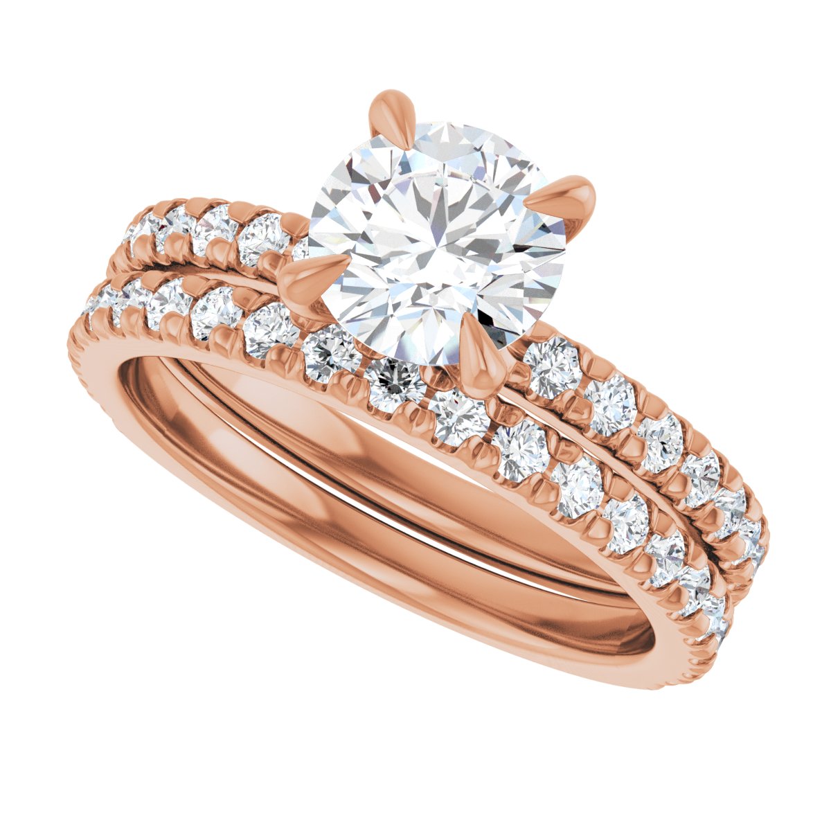 14K Rose 6.5 mm Round French-Set Engagement Ring Mounting