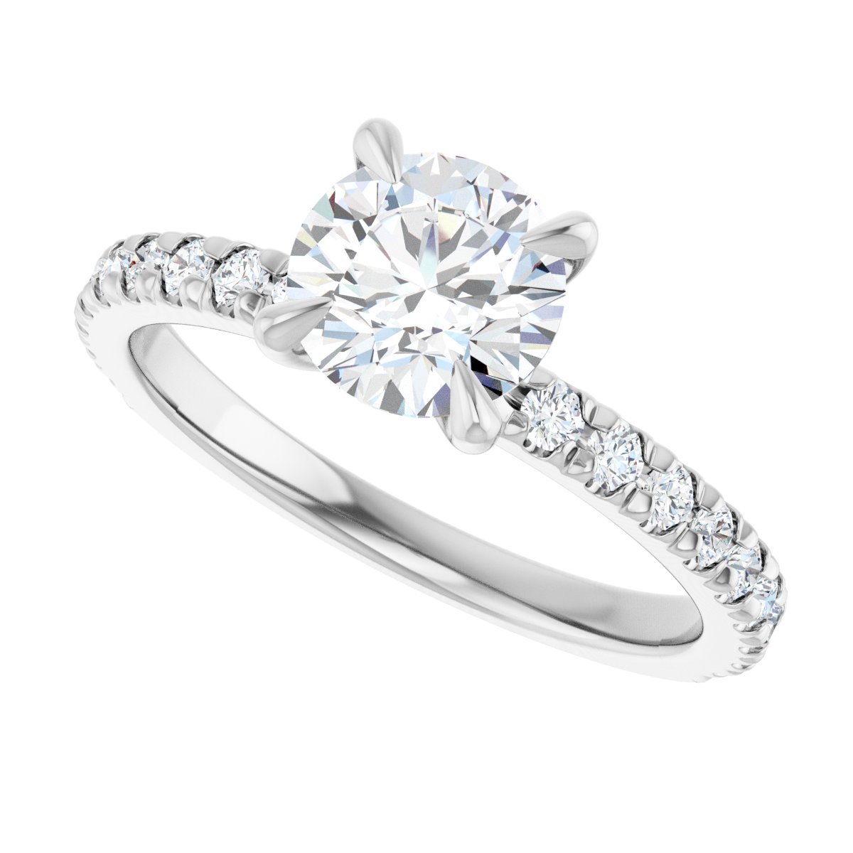 Platinum 6.5 mm Round French-Set Engagement Ring Mounting