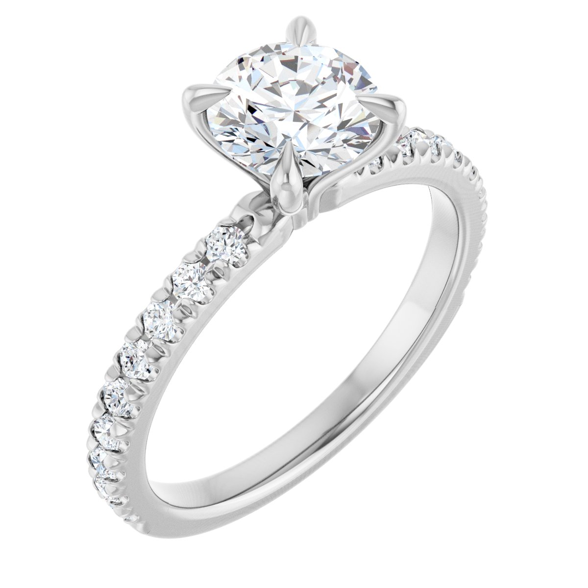 Platinum 6.5 mm Round French-Set Engagement Ring Mounting