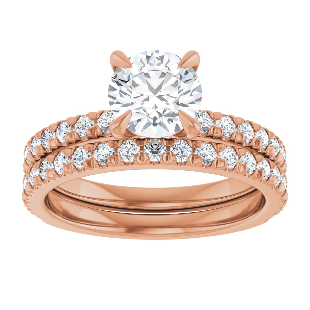 14K Rose 6.5 mm Round French-Set Engagement Ring Mounting