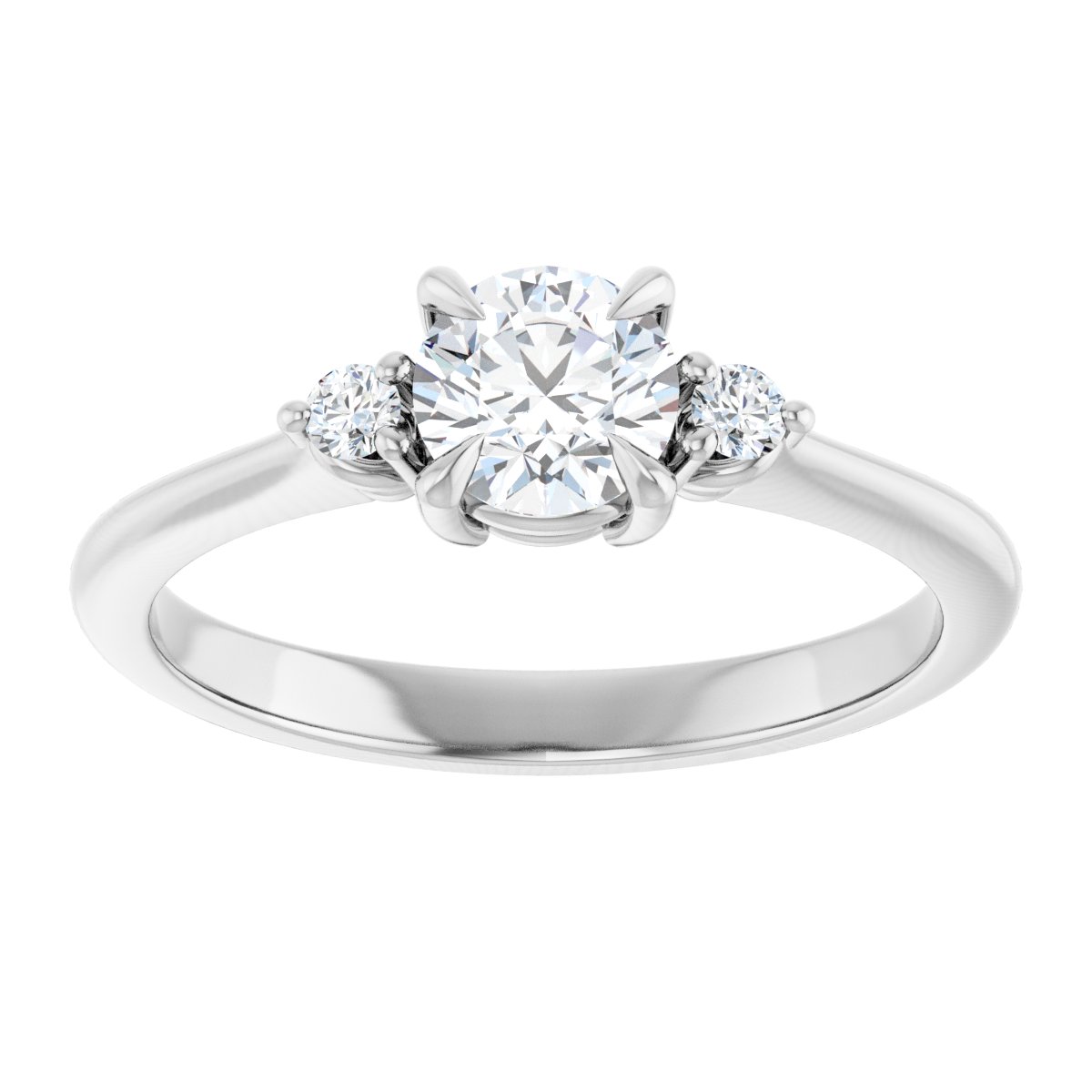 14K White  5.2 mm Round Engagement Ring Mounting