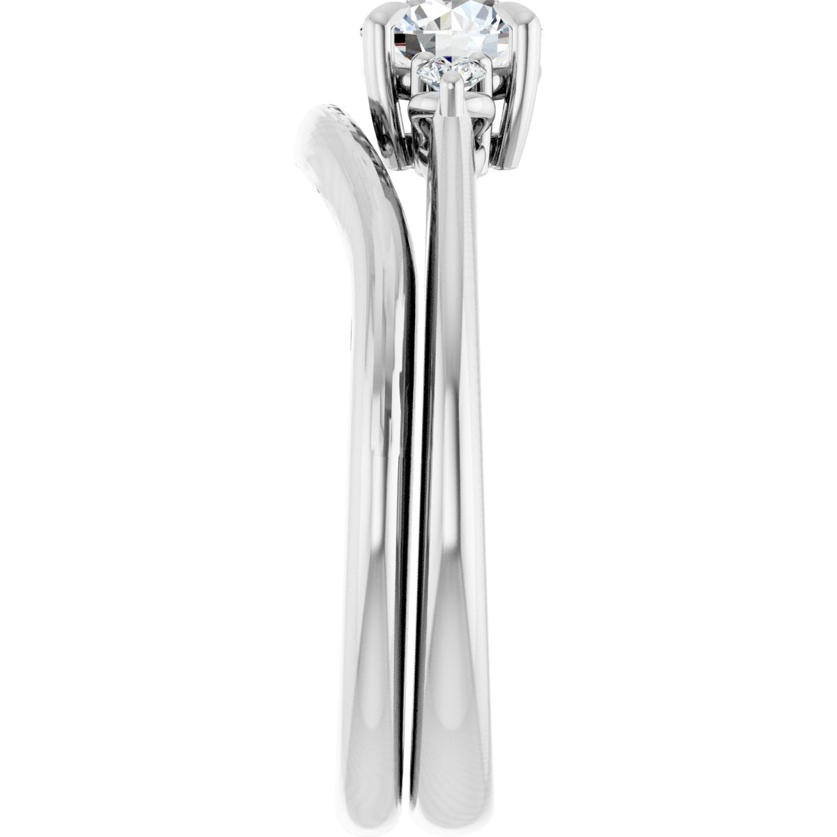 14K White  5.2 mm Round Engagement Ring Mounting