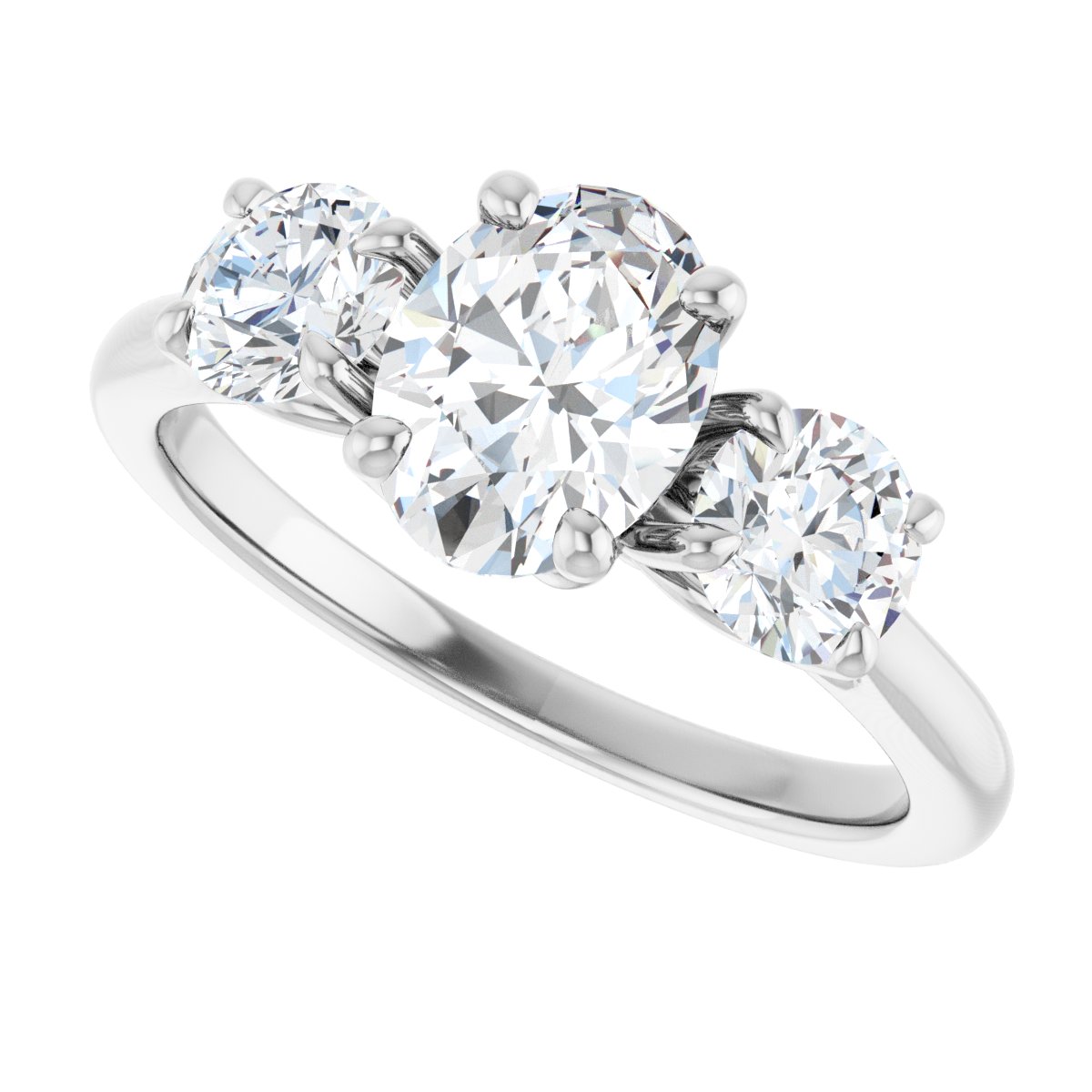 Lumea 14K White 8x6mm Oval Three-Stone Ring