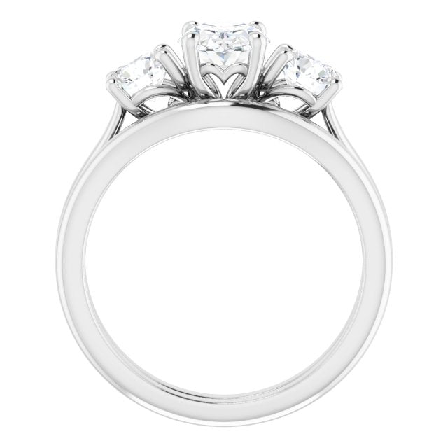 Lumea 14K White 8x6mm Oval Three-Stone Ring