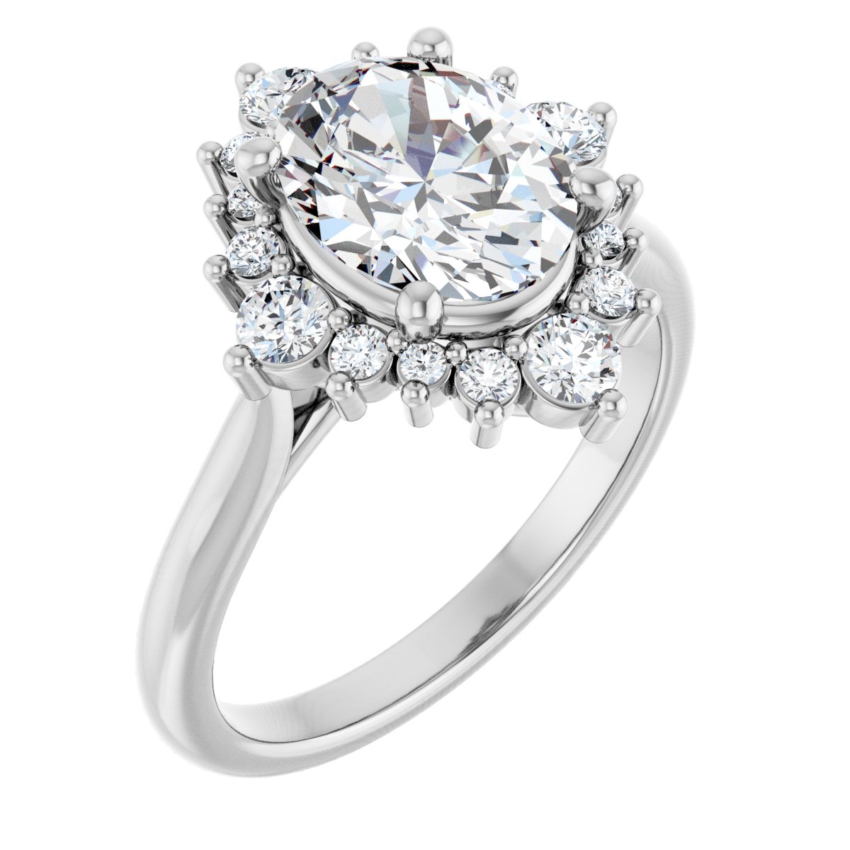 Sylena 14K White Oval Engagement Ring