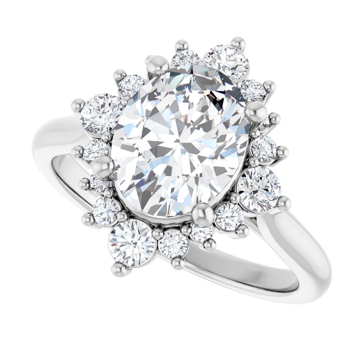 Sylena 14K White Oval Engagement Ring