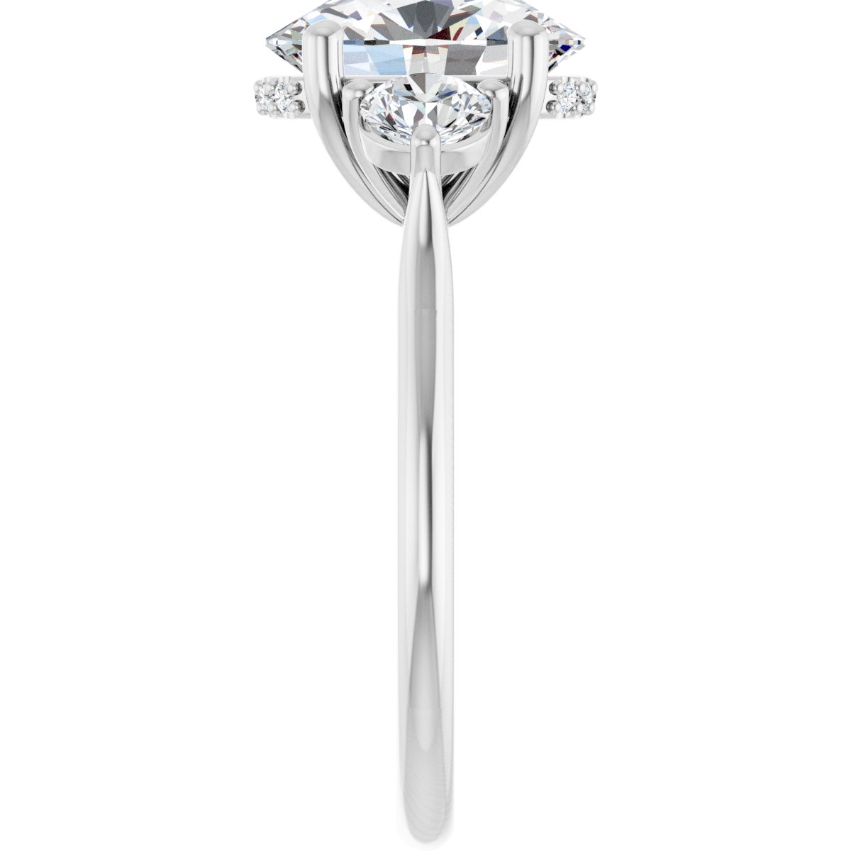 Athena Round 14k White Gold Three-Stone Ring with Diamond Hidden Halo