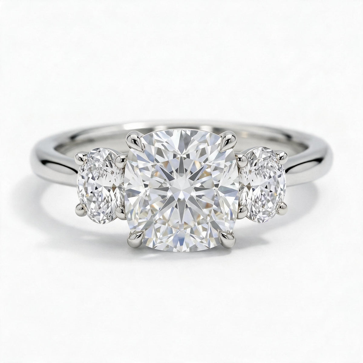 Constance Platinum Cushion Engagement Ring shown from the front