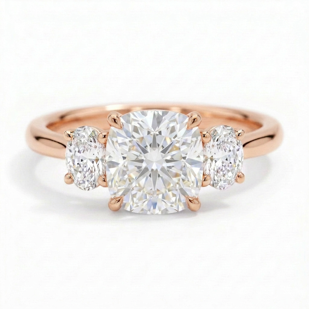 Constance 14k Rose Gold Cushion Engagement Ring shown from the front