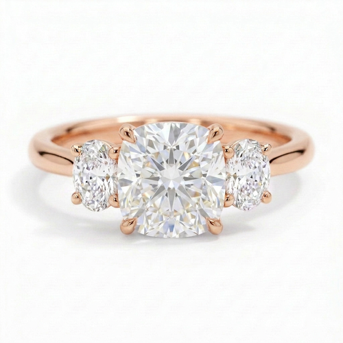 Constance 14k Rose Gold Cushion Engagement Ring shown from the front