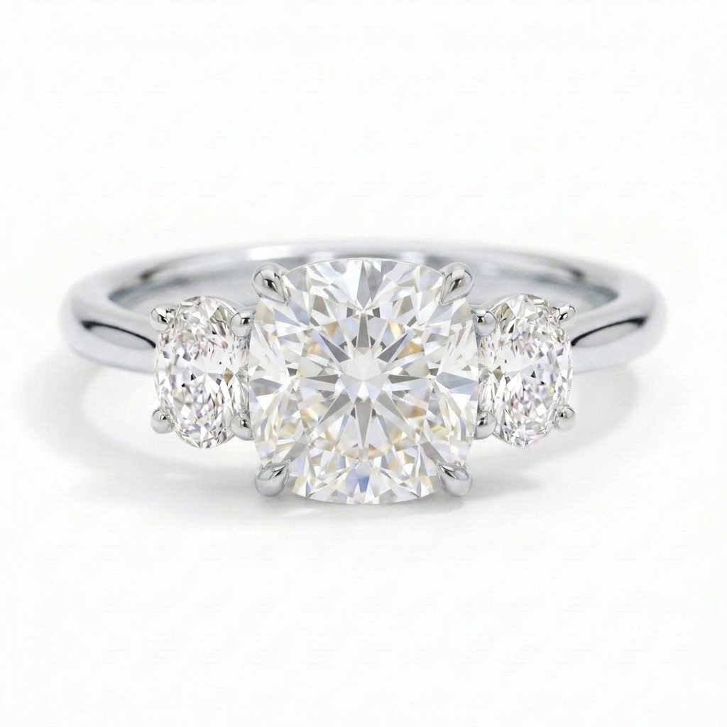 Constance 14k White Gold Cushion Engagement Ring shown from the front