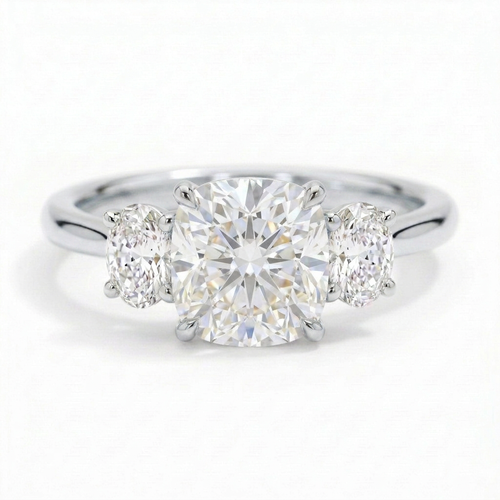 Constance 14k White Gold Cushion Engagement Ring shown from the front