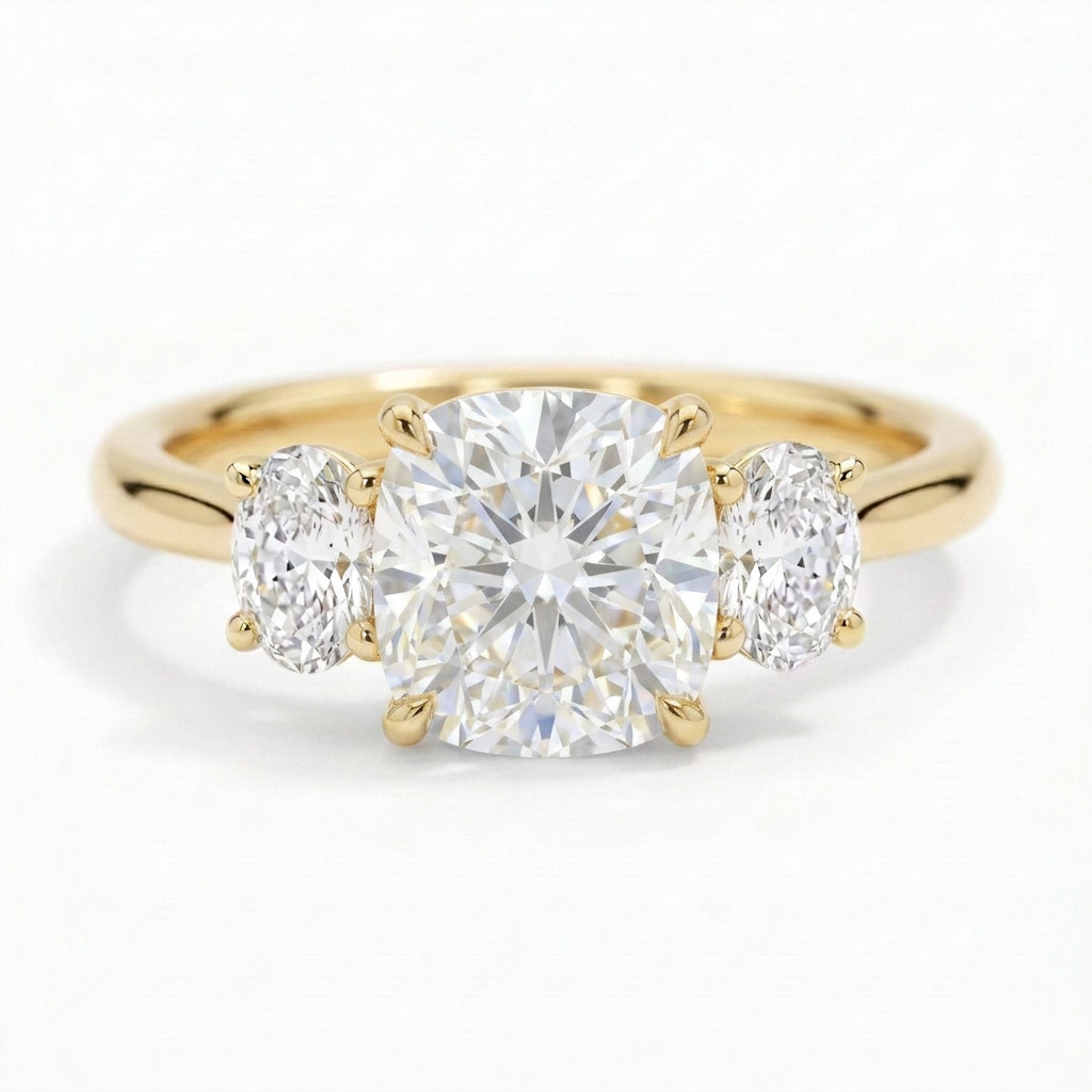 Constance 14k Yellow Gold Cushion Engagement Ring shown from the front