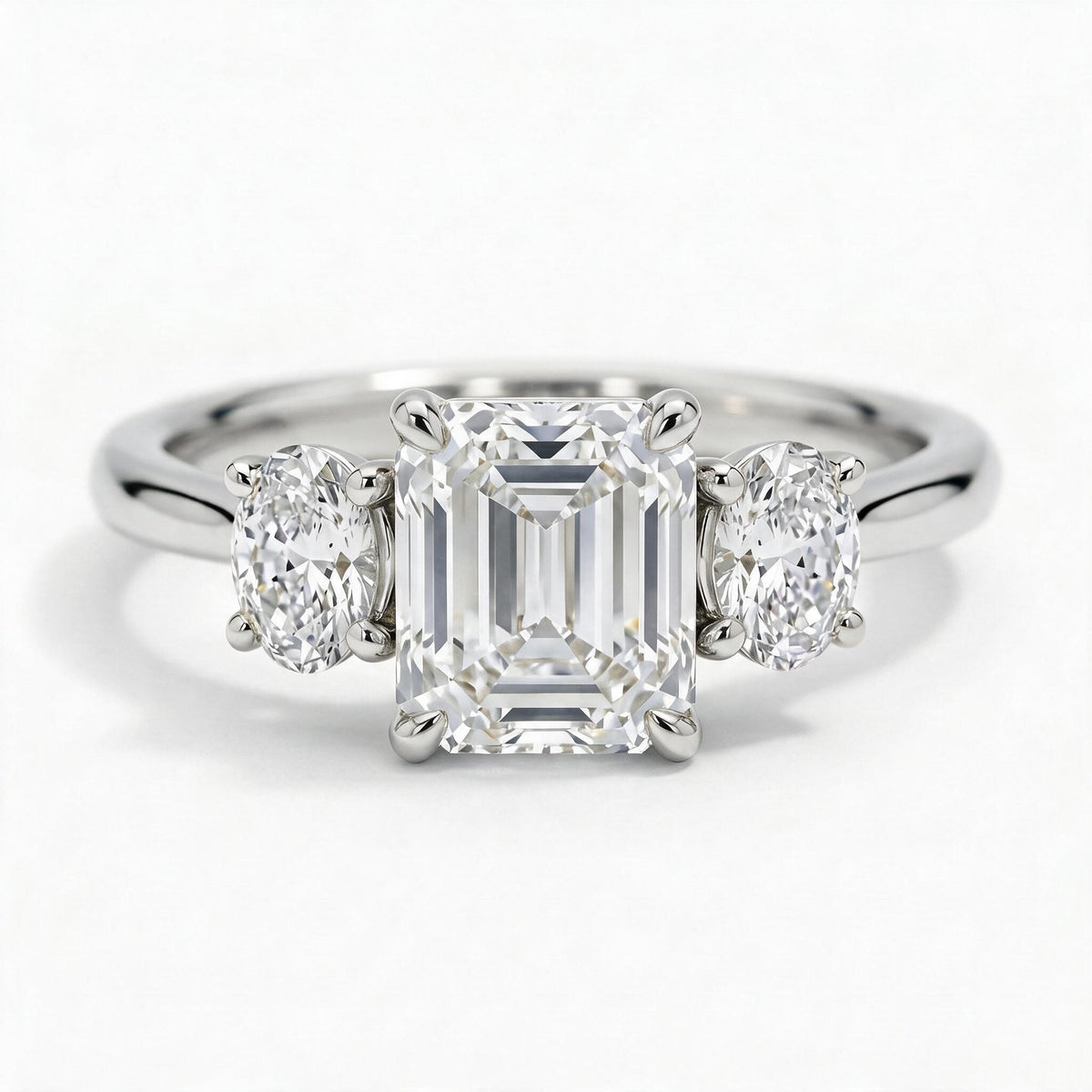 Constance Platinum Emerald Engagement Ring shown from the front