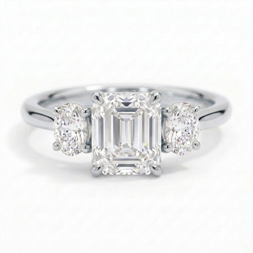 Constance 14k White Gold Emerald Engagement Ring shown from the front