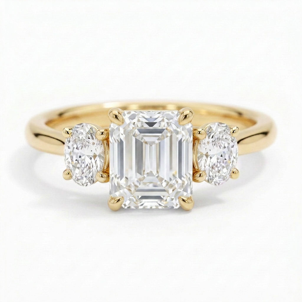 Constance 14k Yellow Gold Emerald Engagement Ring shown from the front
