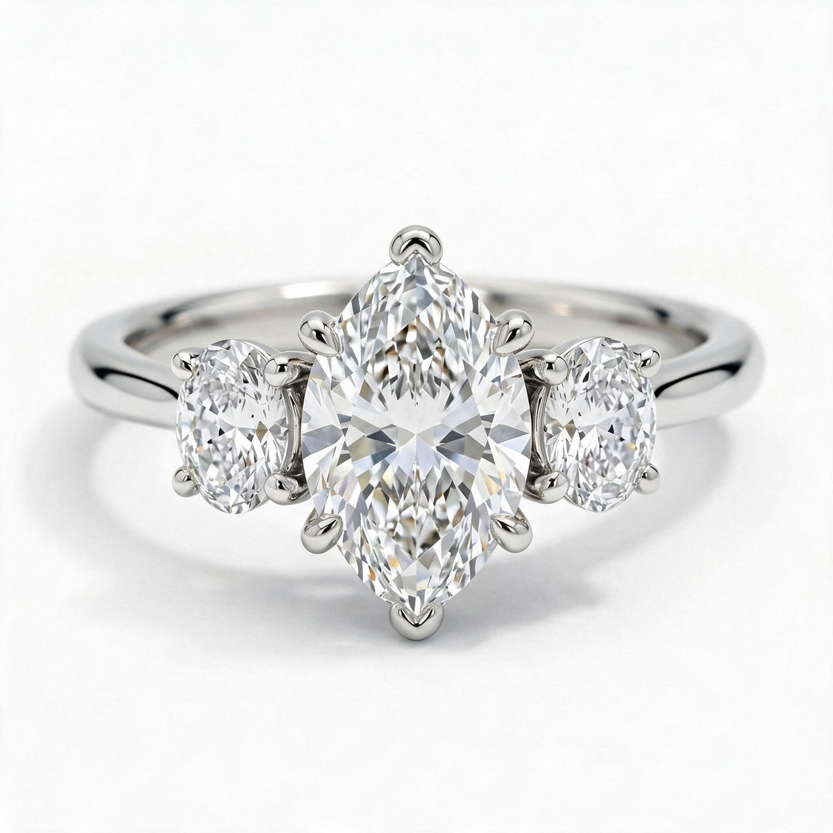 Constance Platinum Marquise Engagement Ring shown from the front