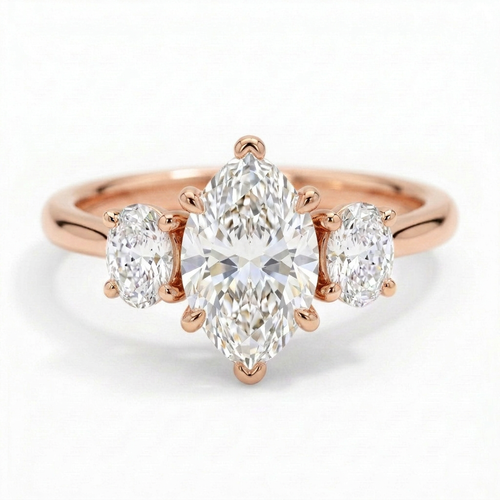 Constance 14k Rose Gold Marquise Engagement Ring shown from the front