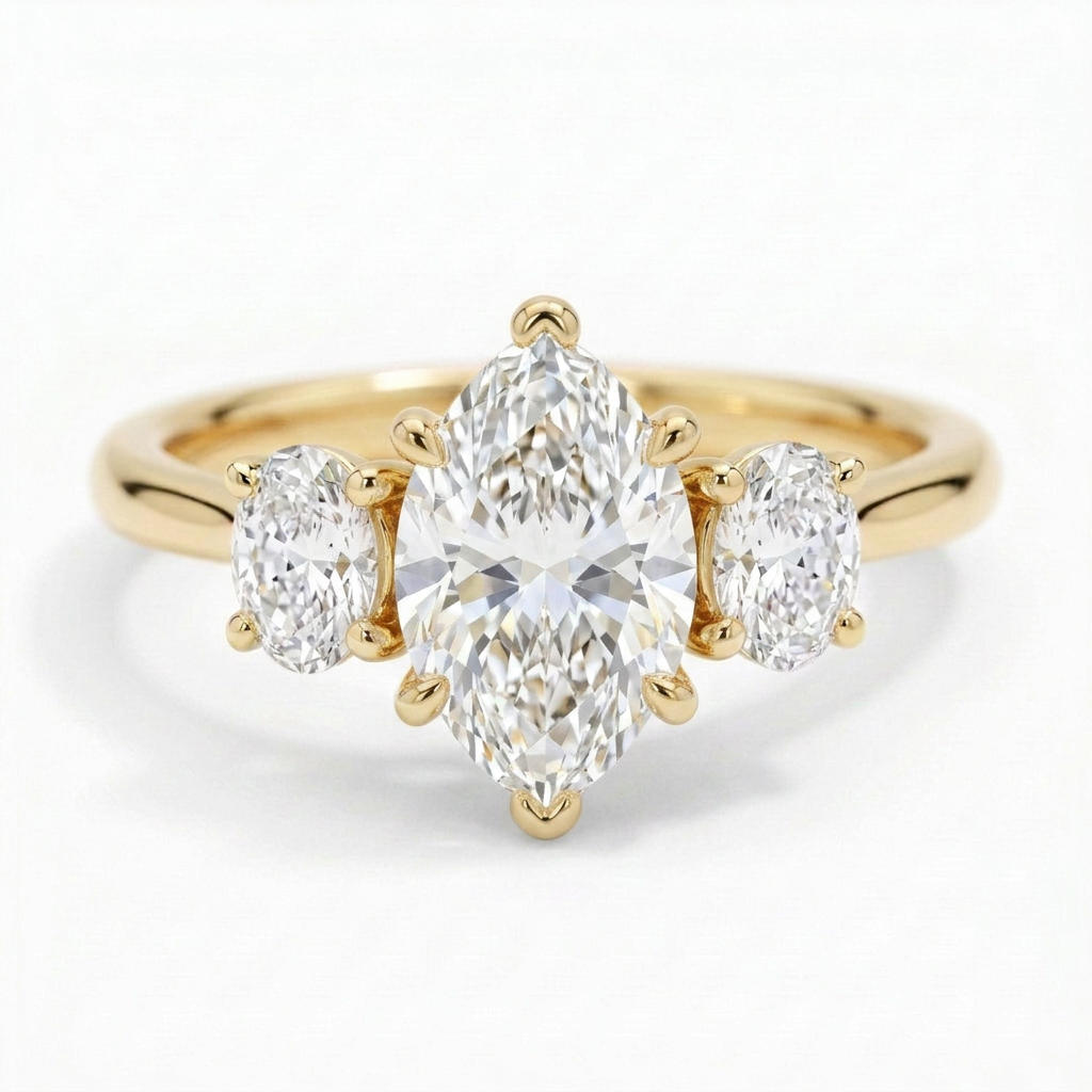 Constance 14k Yellow Gold Marquise Engagement Ring shown from the front