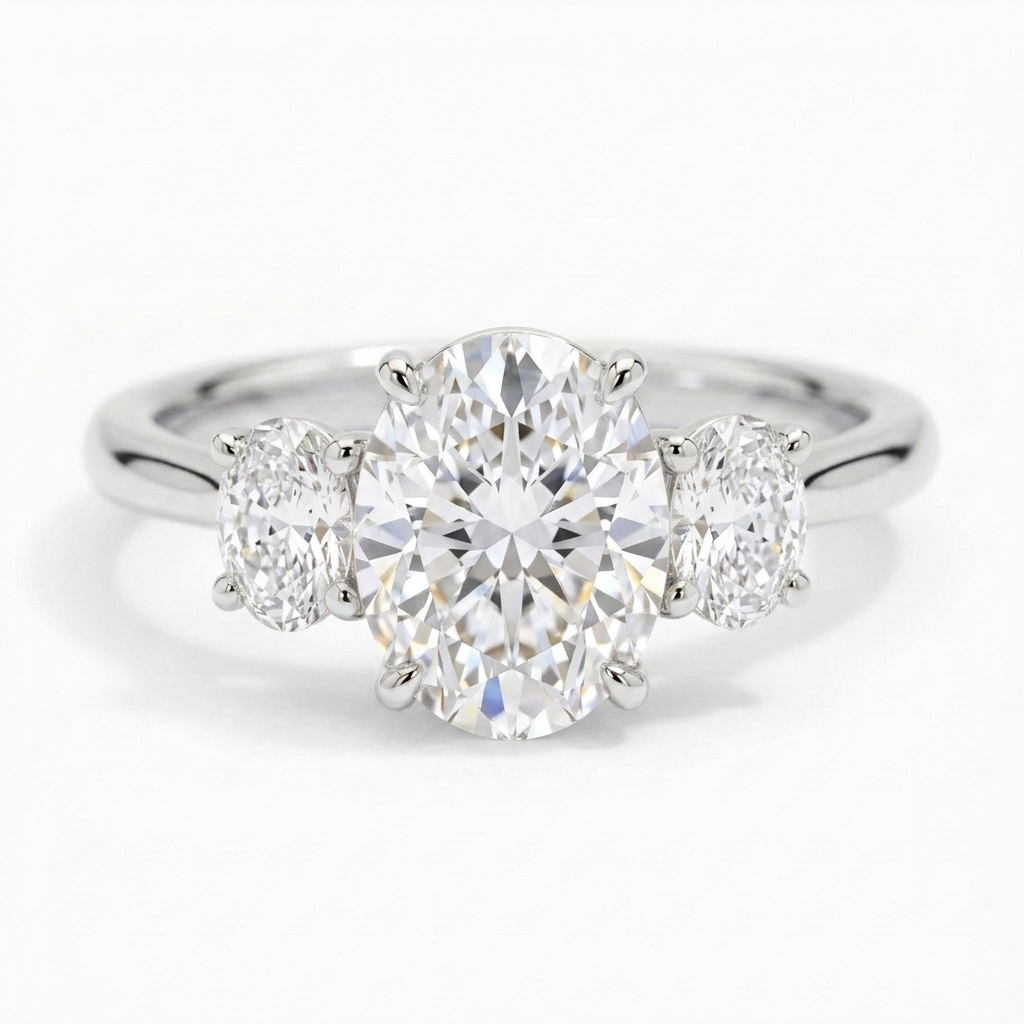 Constance Platinum Oval Engagement Ring shown from the front
