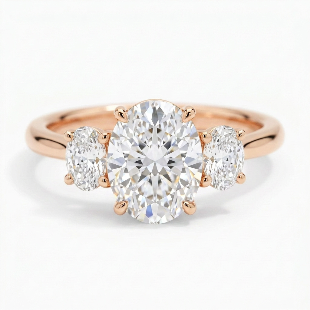 Constance 14k Rose Gold Oval Engagement Ring shown from the front