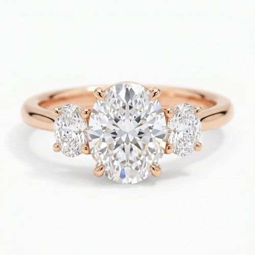 Constance 14k Rose Gold Oval Engagement Ring shown from the front