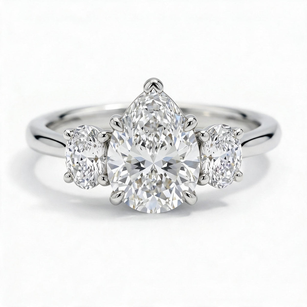 Constance Platinum Pear Engagement Ring shown from the front