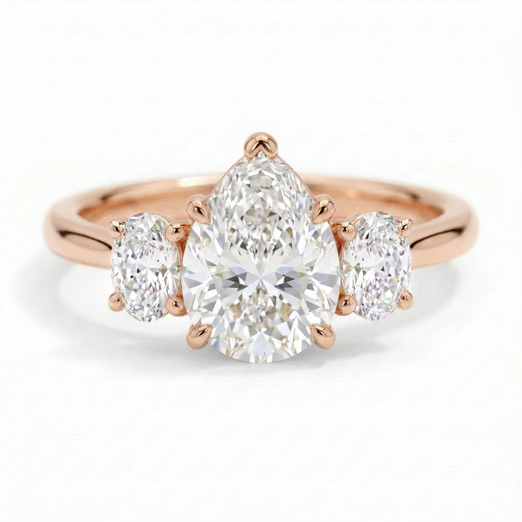 Constance 14k Rose Gold Pear Engagement Ring shown from the front