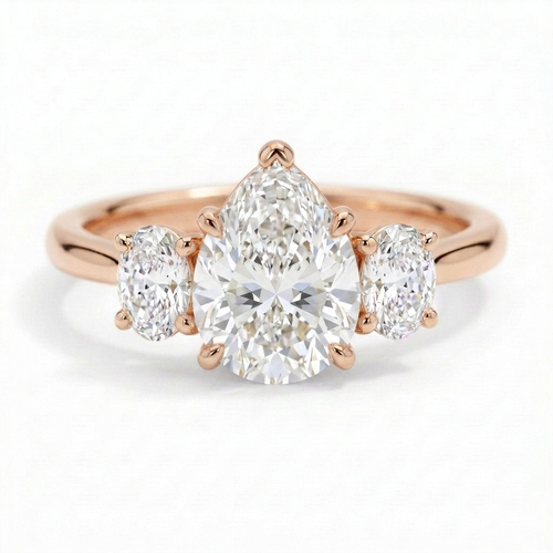 Constance 14k Rose Gold Pear Engagement Ring shown from the front