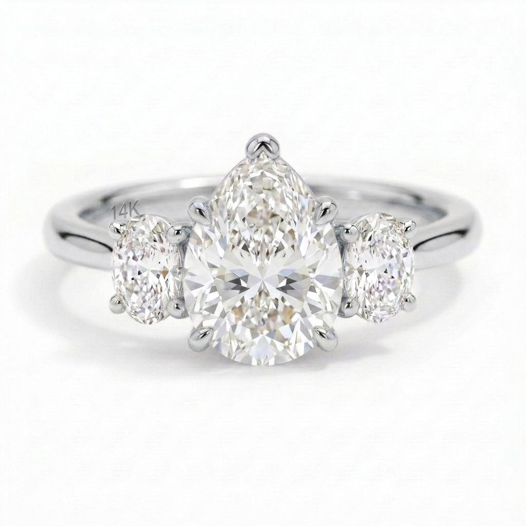 Constance 14k White Gold Pear Engagement Ring shown from the front