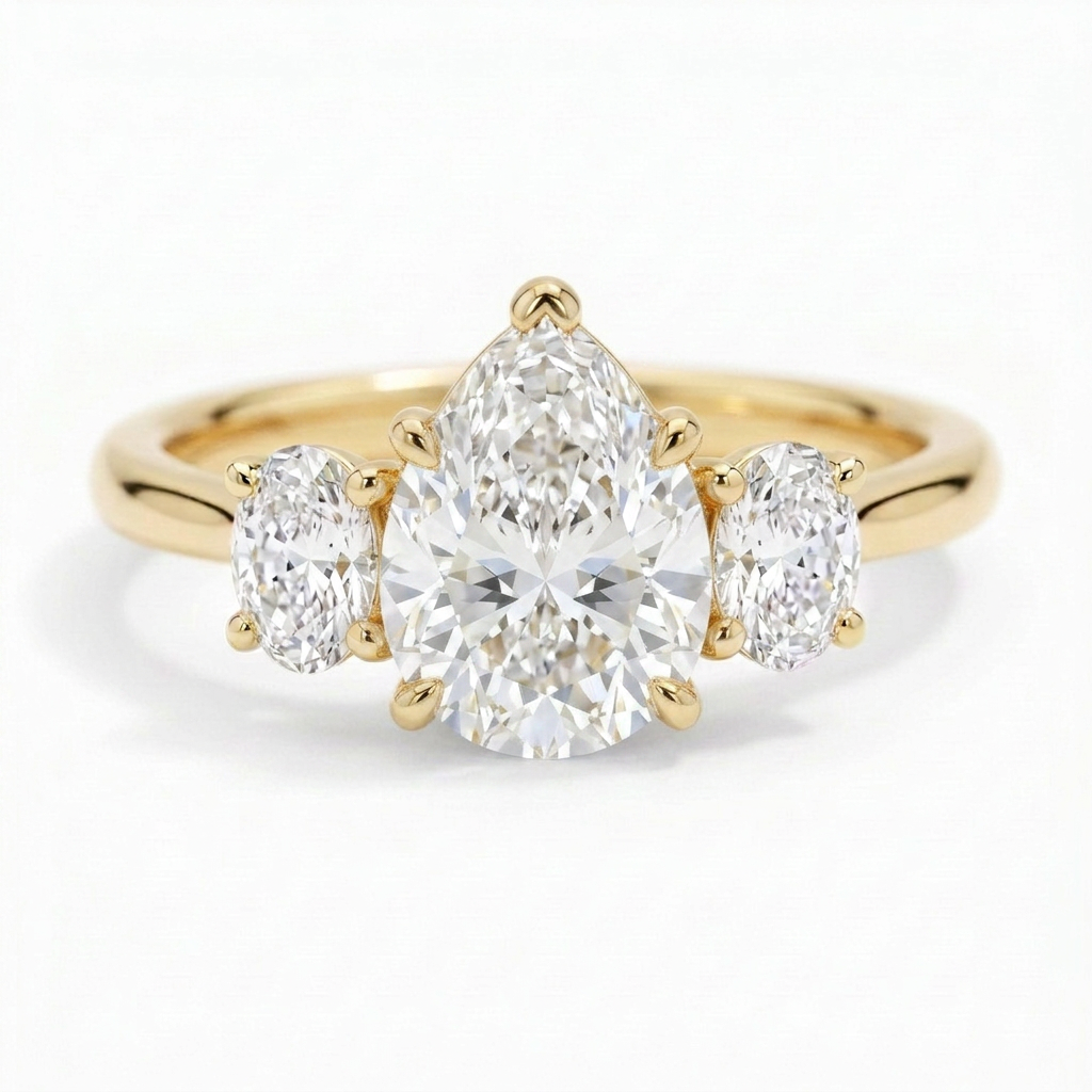 Constance 14k Yellow Gold Pear Engagement Ring shown from the front
