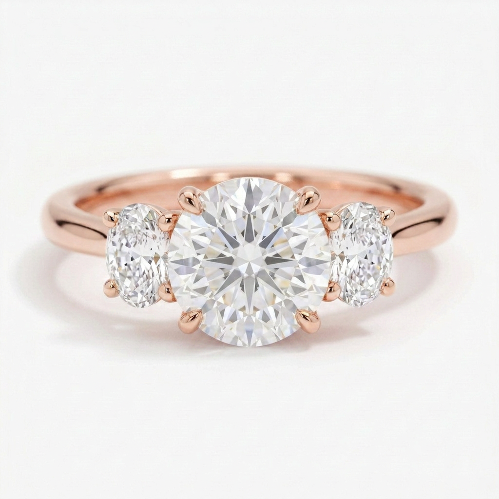 Constance 14k Rose Gold Round Engagement Ring shown from the front