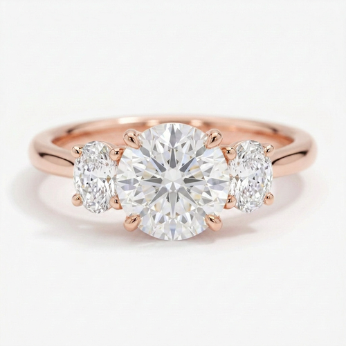 Constance 14k Rose Gold Round Engagement Ring shown from the front