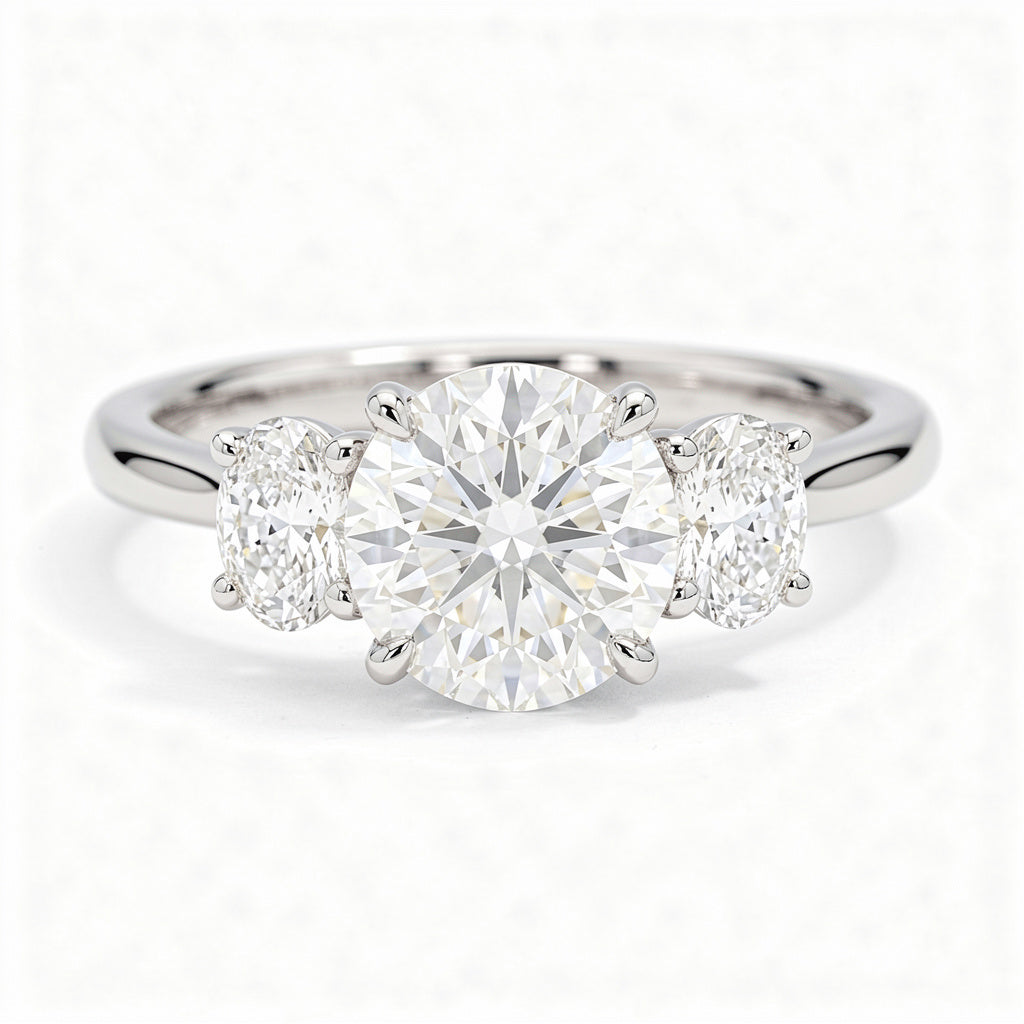Constance 14k White Gold Round Engagement Ring shown from the front