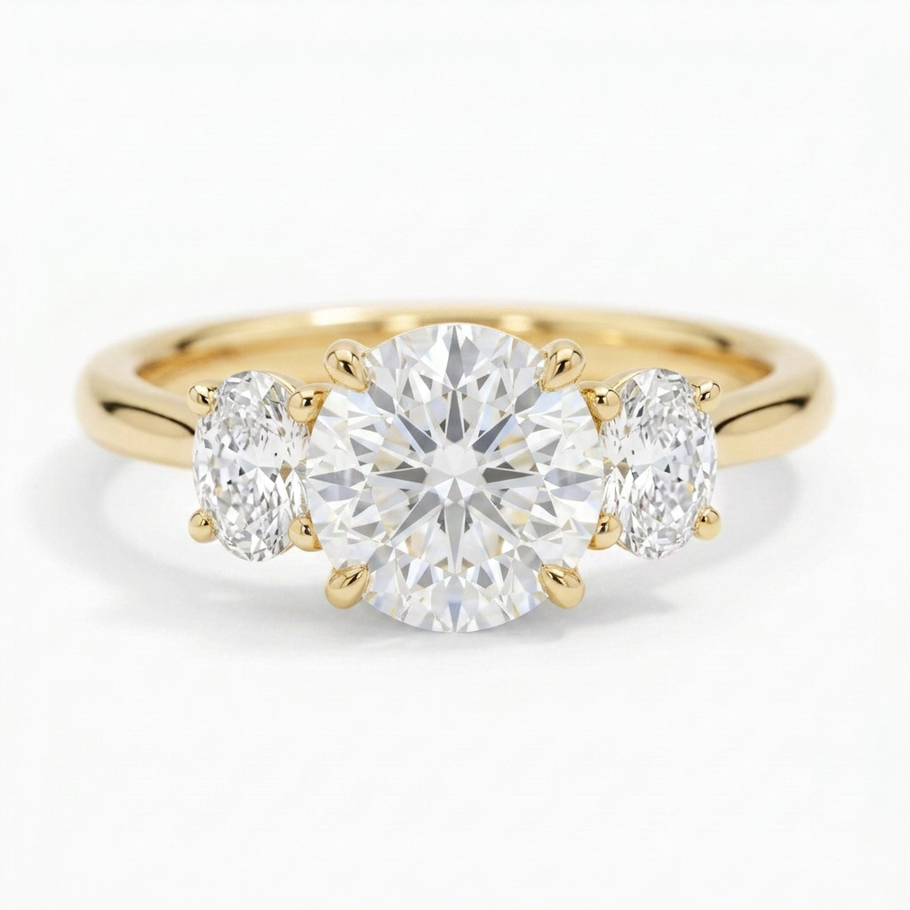Constance 14k Yellow Gold Round Engagement Ring shown from the front